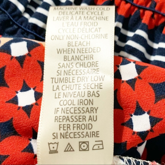 Max Studio Deep V Neckline Sleeveless Smocked Waistline Geometric Dress 🔴⚪️🔵 - Picture 8 of 8